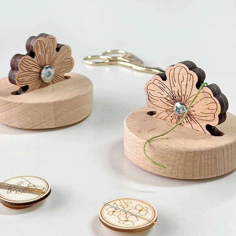 Yushen Thread Cutter Blade Tool for Sewing with Flower Shape Solid Wooden Sewing Tools (1 Piece) - Image 3